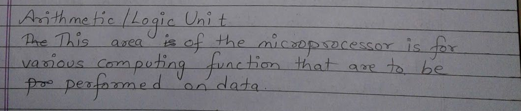 Original Arithmetic/Logic Unit passage with handwritten corrections