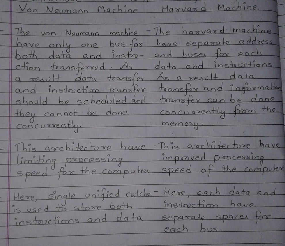 Original Von Neumann Machine and Harvard Machine comparison