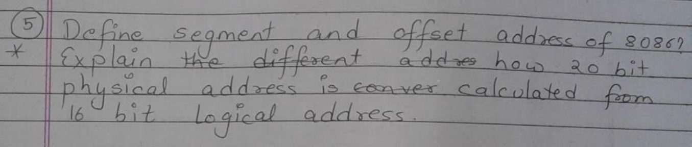 Original segment and offset address question with corrections