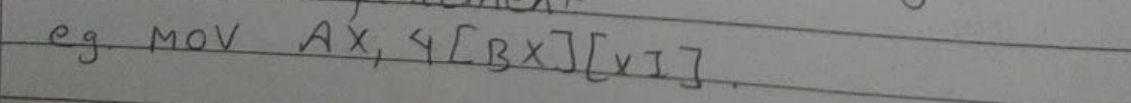Base indexed addressing example
