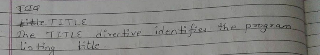 TITLE directive and original handwritten corrections