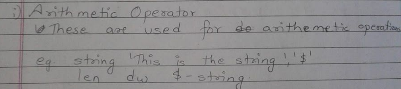 Arithmetic operator explanation and example