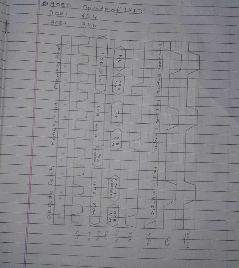 Original LXI D, 2465H instruction bytes and timing diagram