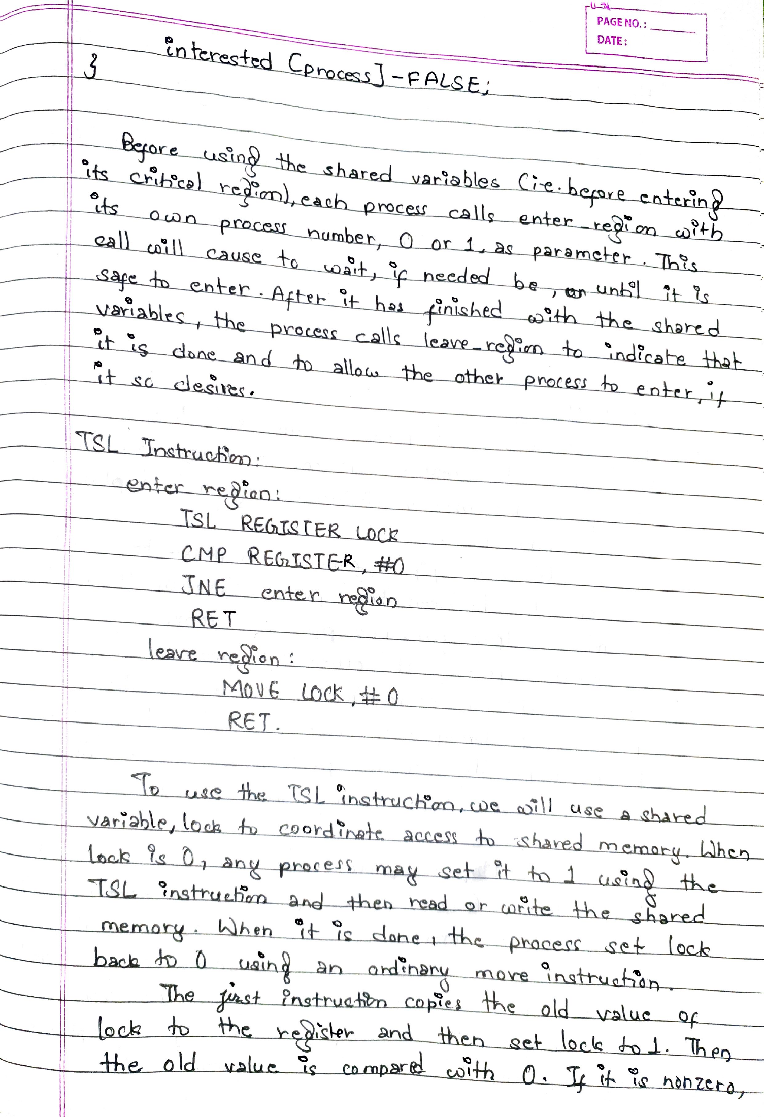 Peterson's algorithm and TSL assembly