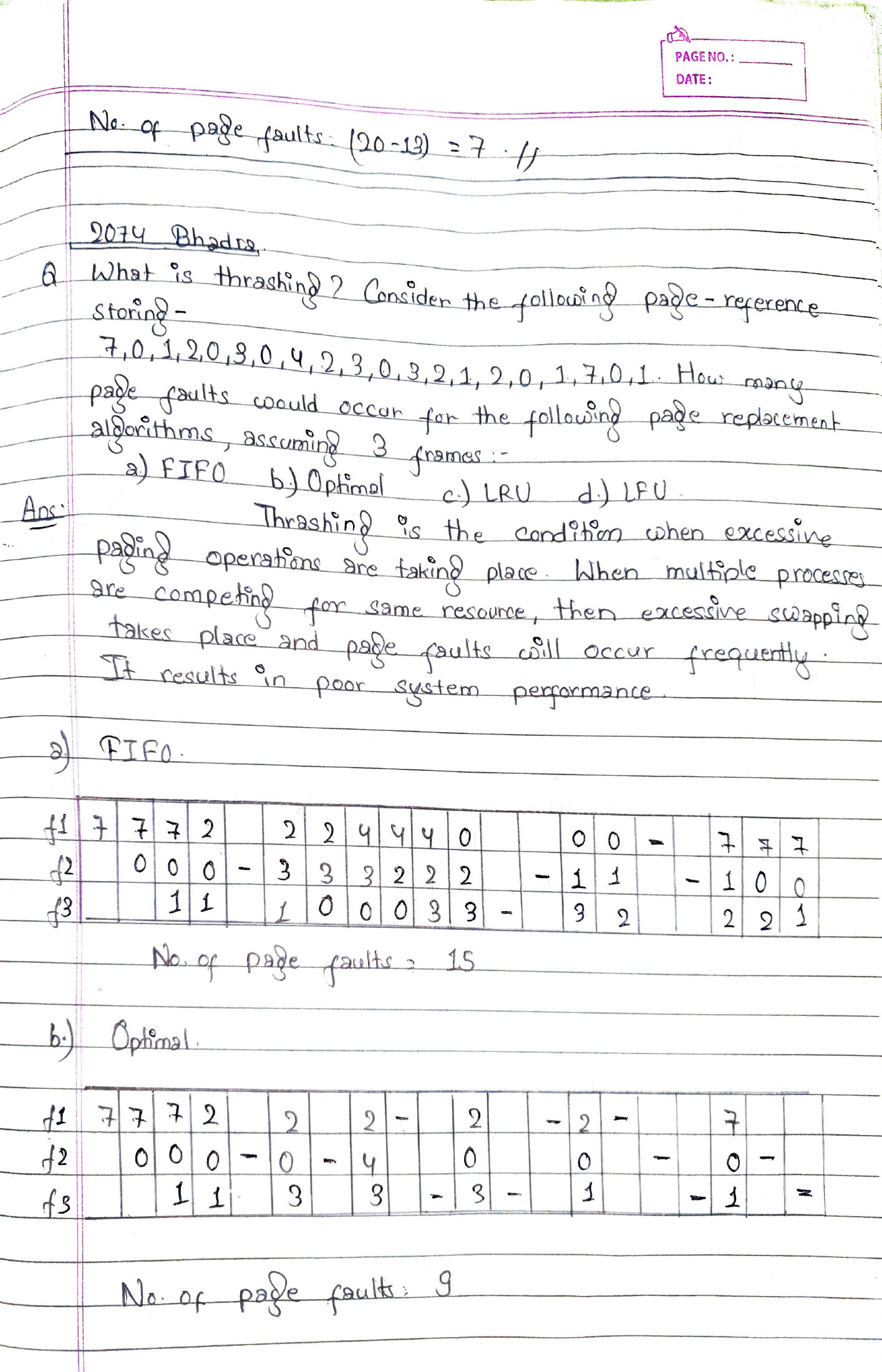 Optimal result and next replacement exercise