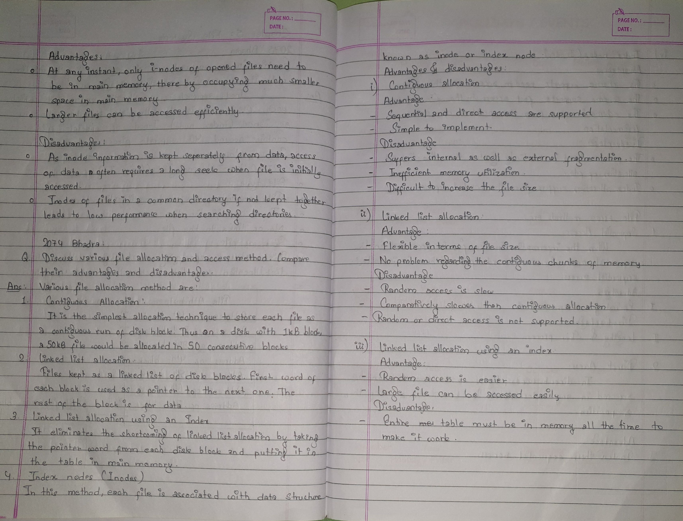 Original allocation discussion and exam heading
