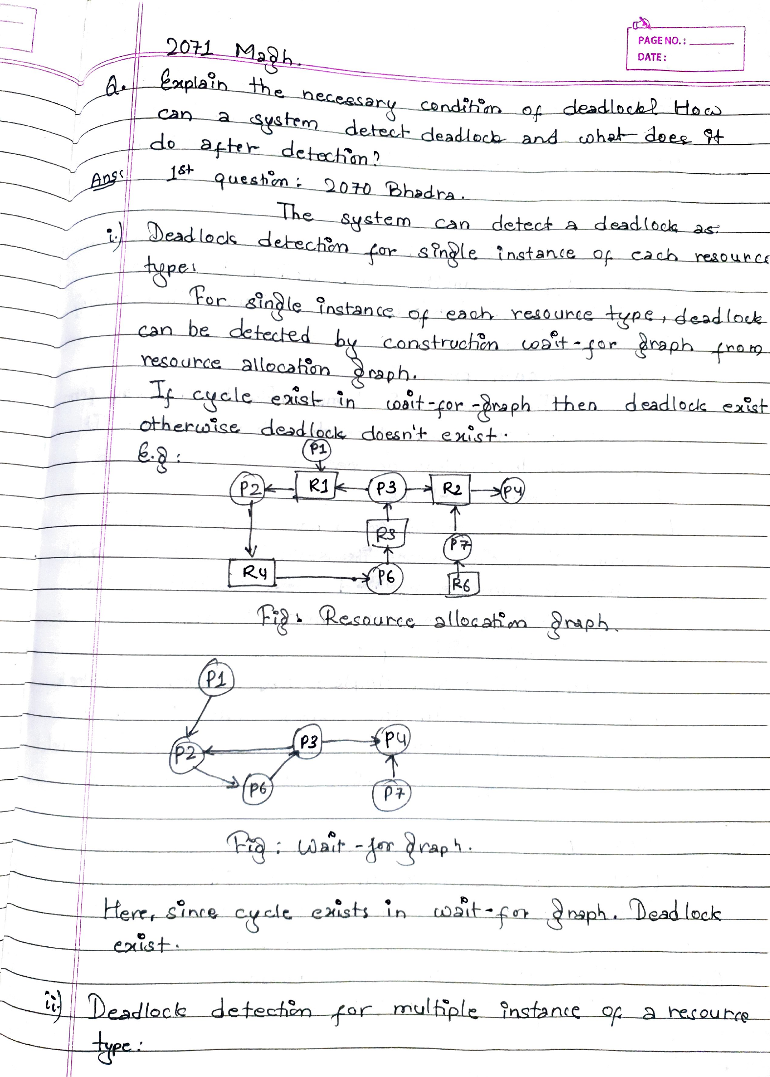 Deadlock detection and original resource/wait-for graphs
